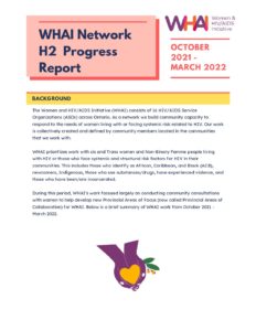 WHAI H2 Progress Report - October 2021 - March 2022