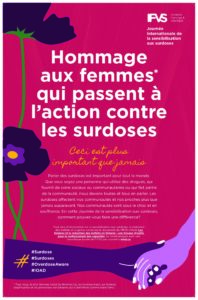 L'affiche français de Initiative Femmes & VIH/SIDA (IFVS) à International Overdose Awareness Day. visitez whai.ca pour les détails de l'affiche. 