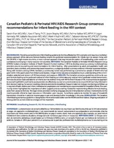 Canadian Pediatric & Perinatal HIV Paper - Infant Feeding